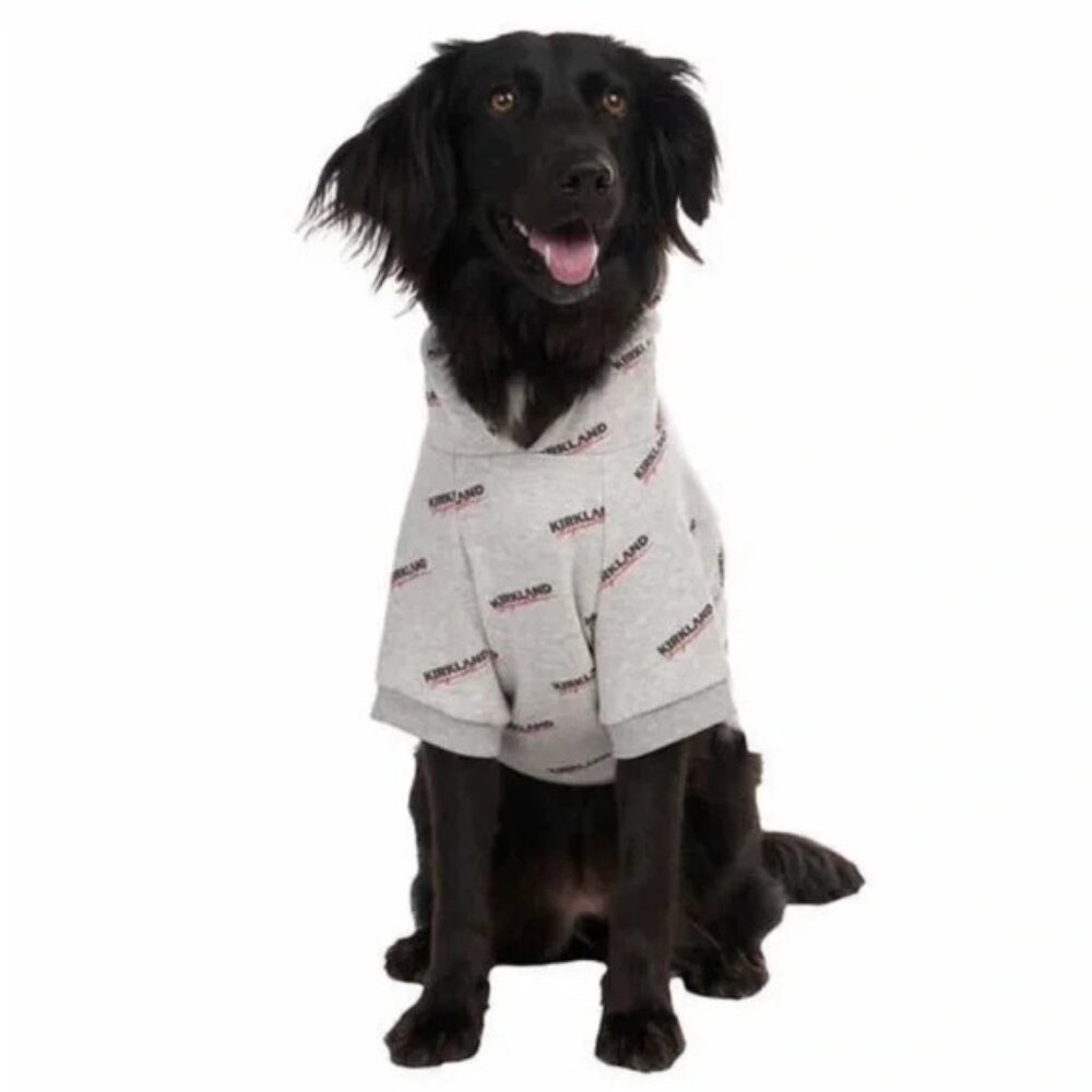 Kirkland Signature Pet Logo Hoodie Size Medium Gray Cotton Blend Cat Dog Comfort